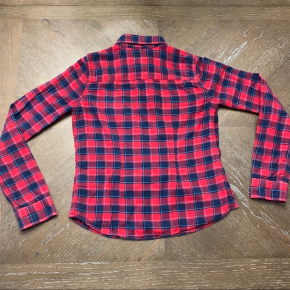 Hollister red & navy plaid flannel button down shirt Size S - Picture 11 of 17